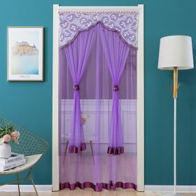 Double Yarn Door Curtain Anti-mosquito Embroidered Tassel Quiet Bedroom Living Room Bathroom Universal Partition Home Decoration (Color: 02 Purple, size: 100x210cm)