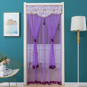 Double Yarn Door Curtain Anti-mosquito Embroidered Tassel Quiet Bedroom Living Room Bathroom Universal Partition Home Decoration (Color: 01 Purple, size: 100x210cm)