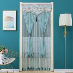 Double Yarn Door Curtain Anti-mosquito Embroidered Tassel Quiet Bedroom Living Room Bathroom Universal Partition Home Decoration (Color: 01 Green, size: 100x200cm)