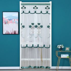 Double Yarn Door Curtain Anti-mosquito Flowers Embroidery Mute Bedroom Living Room Bathroom Universal Partition Home Decoration (Color: Green, size: 90x120cm)