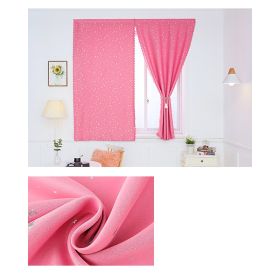 Solid Color Star Curtain White Tulle Hook&Loop No Punching Easy To Install Bedroom Girls Kids Adult Shading Simple Self-adhesive (Color: 03 Pink silver stars, size: W 1.0m x H 1.8m(single opening))