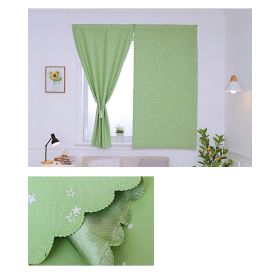 Solid Color Star Curtain White Tulle Hook&Loop No Punching Easy To Install Bedroom Girls Kids Adult Shading Simple Self-adhesive (Color: 03 Green silver star, size: W 1.0m x H 1.8m(single opening))