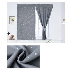 Solid Color Star Curtain White Tulle Hook&Loop No Punching Easy To Install Bedroom Girls Kids Adult Shading Simple Self-adhesive (Color: 03 Grey silver stars, size: W 1.8m x H 2.0m(single opening))