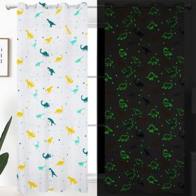 Muwago Glow In The Dark Curtain Cartoon Dinosaur Printed Warm And Cold Insulating Thermal Luminous Curtain For Living Room Decor (size: W72"*H78")