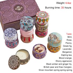 Chrstmas Gifts Vintage Scented Candles Set Flower Jar Candle Fragrance Soy Wax Natural Candle With Tin Can Wedding Birthday Home (Ships From: CN, Color: Set H-12PCS)