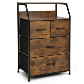 Freestanding Cabinet Dresser with Wooden Top Shelves (size: L)