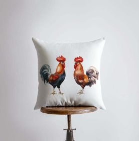 Watercolor Roosters | Gifts | Brid Prints | Bird Decor |Accent Pillow Covers | Throw Pillow Covers | Pillow | Room Decor | Bedroom Decor (Cover & Insert: Cover only, Dimensions: 8X8)