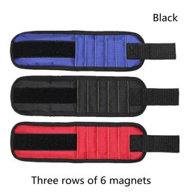 Fifteen-Compartment Powerful Magnetic Wristband (Option: Black-Three rows of 6 magnets)