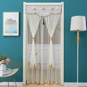 Double Yarn Door Curtain Anti-mosquito Embroidered Tassel Quiet Bedroom Living Room Bathroom Universal Partition Home Decoration (Color: 01 Beige, size: 100x210cm)