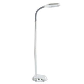 5-Foot Sunlight Floor Lamp - Adjustable LED Reading Lamp and Room Decor for Modern Living Rooms, Bedrooms, and Offices (Black) (Actual Color: Chrome)