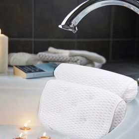 4D Bath Pillow Head And Neck Pillow With Suction Cup Bathtub Non-slip Bath Pillow (Option: White-37 âˆšÃ³ 32cm)