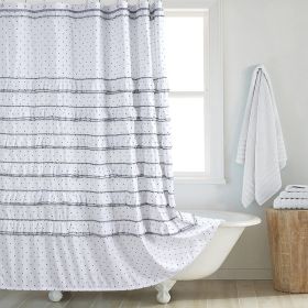 Fashion And Environment-friendly Polyester Fabrics Thickened Shower Curtain (Option: Black And White Skirt Pleated-240CM Wide X200CM High)