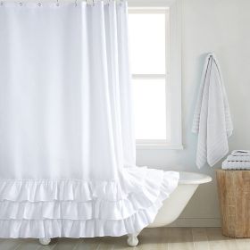 Fashion And Environment-friendly Polyester Fabrics Thickened Shower Curtain (Option: White Big Lace-240CM Wide X200CM High)